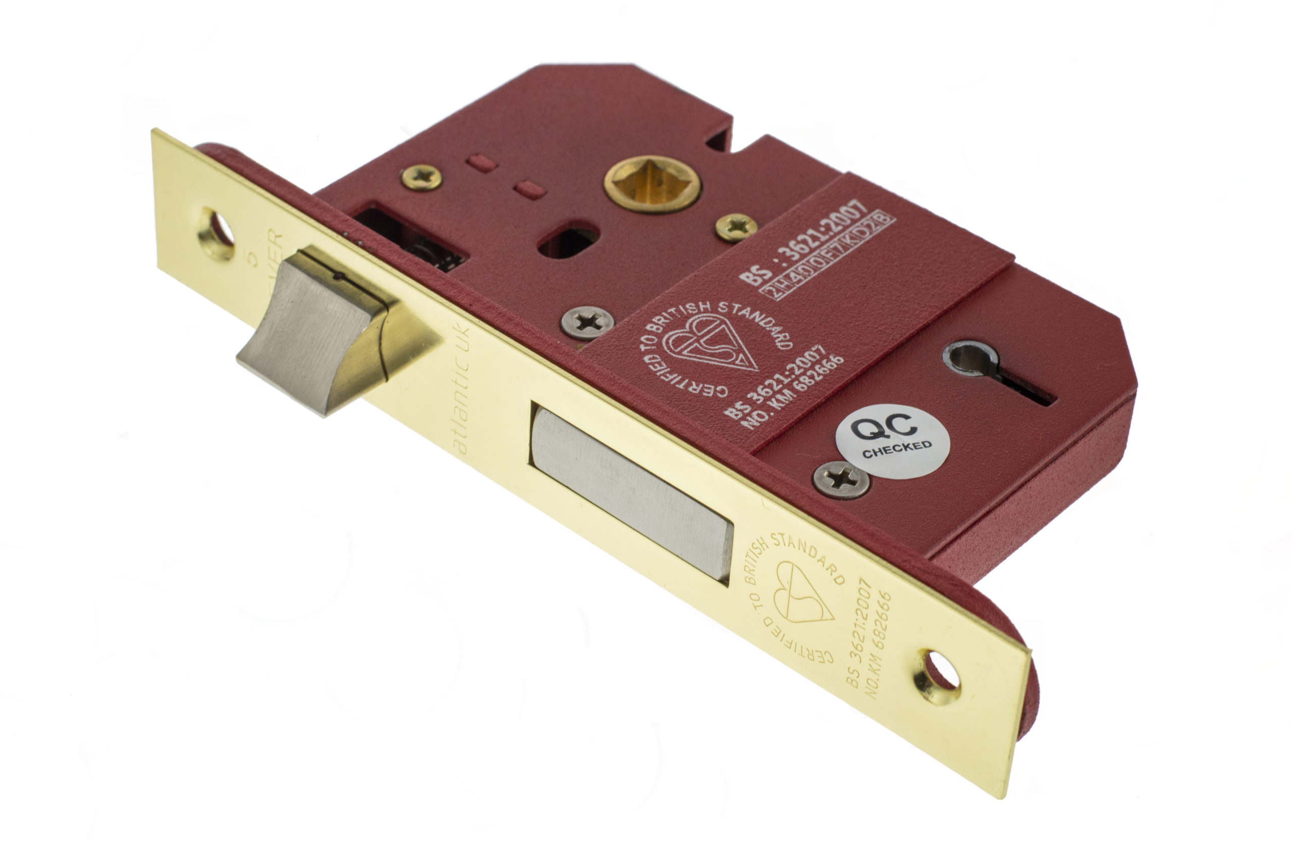 Atlantic 5 Lever Key Sashlock [BS] 3" - Polished Brass