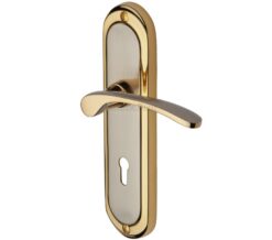 Heritage Brass Ambassador Jupiter Finish Satin Nickel With Gold Edge Handles (Sold In Pairs)