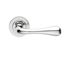 Manital Stella Door Handles On Round Rose, Polished Chrome (Sold In Pairs)