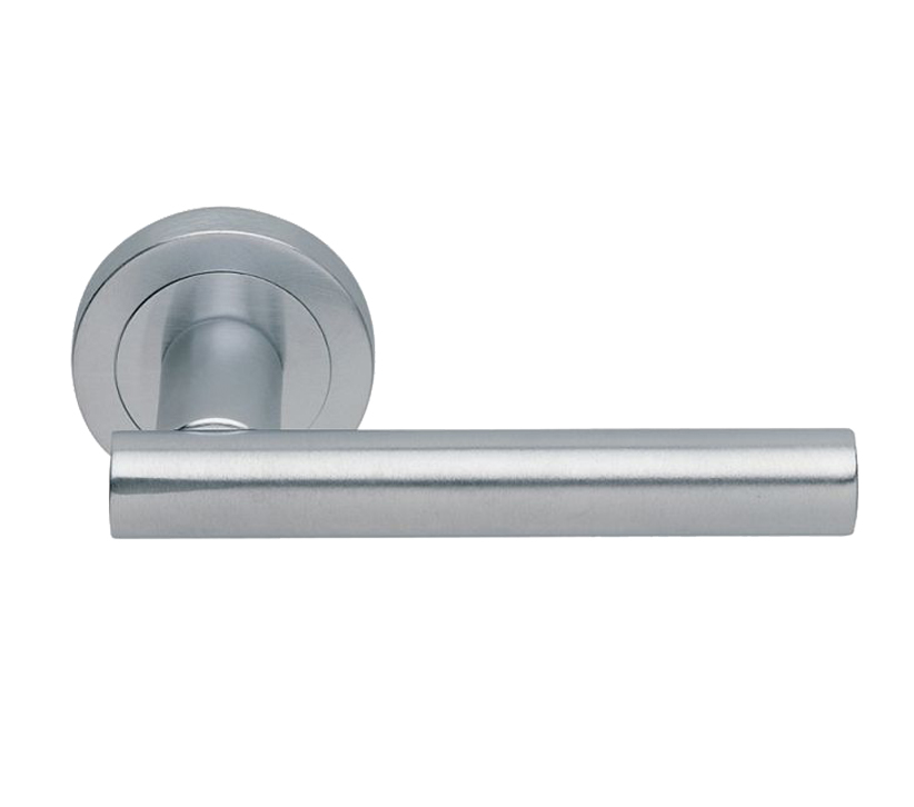 Manital Calla Door Handles On Round Rose, Satin Chrome (Sold In Pairs)