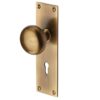 Heritage Brass Balmoral Low Profile Door Knobs On Backplate, Antique Brass (Sold In Pairs)