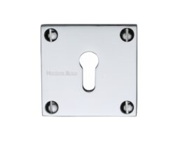 Heritage Brass Standard Square Slim Key Escutcheon, Polished Chrome