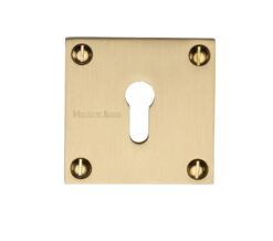 Heritage Brass Standard Square Slim Key Escutcheon, Satin Brass