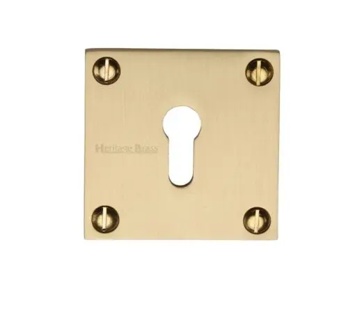 Heritage Brass Standard Square Slim Key Escutcheon, Satin Brass