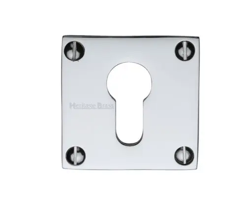 Heritage Brass Euro Profile Square Slim Key Escutcheon, Polished Chrome
