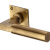 Heritage Brass Bauhaus Low Profile Antique Brass Door Handles On Square Rose (Sold In Pairs)