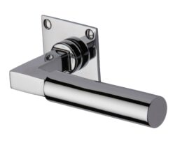 Heritage Brass Bauhaus Low Profile Polished Chrome Door Handles On Square Rose (Sold In Pairs)