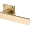 Heritage Brass Delta Low Profile Satin Brass Door Handles On Square Rose (Sold In Pairs)