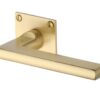 Heritage Brass Trident Low Profile Satin Brass Door Handles On Square Rose (Sold In Pairs)