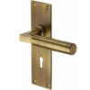 Heritage Brass Bauhaus Low Profile Door Handles On Backplate, Antique Brass - (Sold In Pairs)