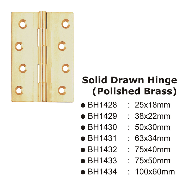 Solid Drawn Hinge(Polished Brass) -75X40Mm