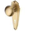 Heritage Brass Broadway Art Deco Style Door Knobs On Backplate, Satin Brass (Sold In Pairs)