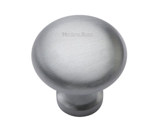 Heritage Brass Mushroom Design Cabinet Knob (32Mm Or 38Mm), Satin Chrome