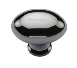 Heritage Brass Oval Design Cabinet Knob (32Mm Or 38Mm), Polished Chrome