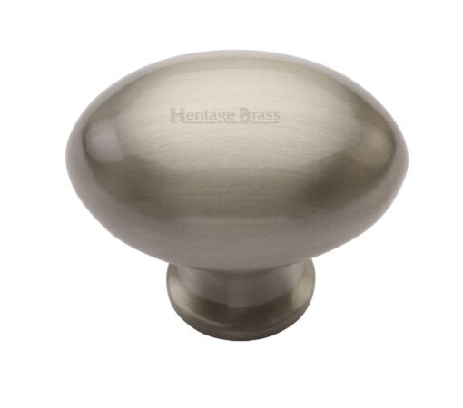 Heritage Brass Oval Design Cabinet Knob (32Mm Or 38Mm), Satin Nickel