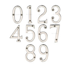 Heritage Brass 0-9 Screw Fix Numerals (76Mm - 3"), Polished Nickel