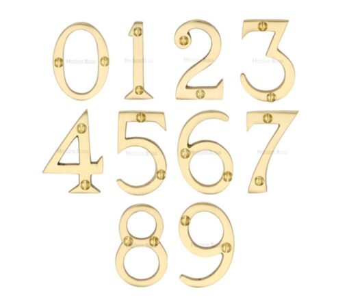 Heritage Brass 0-9 Screw Fixing Numerals (51Mm - 2"), Satin Brass