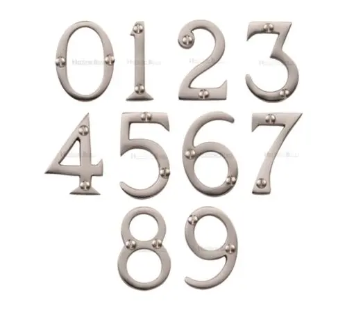Heritage Brass 0-9 Screw Fixing Numerals (51Mm - 2"), Satin Nickel