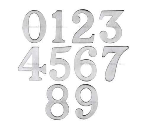 Heritage Brass 0-9 Self Adhesive Numerals (51Mm - 2"), Satin Chrome