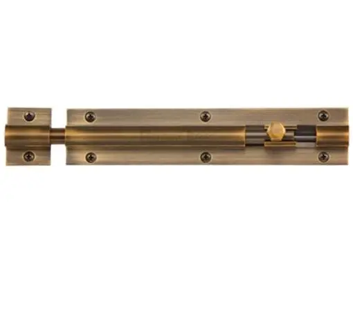 Heritage Brass Straight Barrel Door Bolt (4", 6" Or 8" X 1 1/4"), Antique Brass