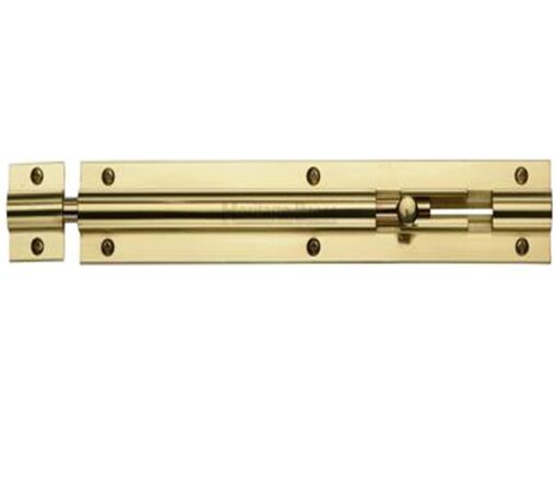 Heritage Brass Straight Barrel Door Bolt (4", 6" Or 8" X 1 1/4"), Polished Brass