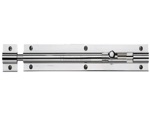 Heritage Brass Straight Barrel Door Bolt (4", 6" Or 8" X 1 1/4"), Polished Chrome