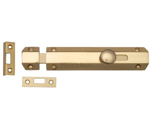 Heritage Brass Flat Surface Door Bolt (4", 6" Or 8" Length), Polished Brass