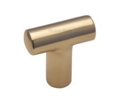 Heritage Brass T-Shaped Cabinet Knob, Polished Brass