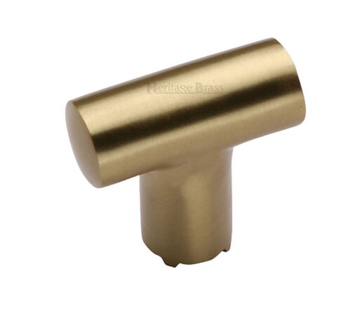 Heritage Brass T-Shaped Cabinet Knob, Satin Brass