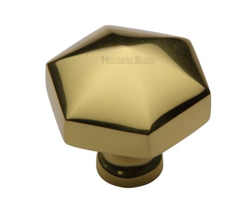 Heritage Brass Octagonal Cabinet Knob, Polished Brass