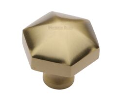 Heritage Brass Octagonal Cabinet Knob, Satin Brass