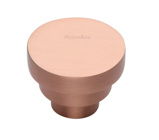 Heritage Brass Round Stepped Cabinet Knob (32Mm Or 38Mm), Satin Rose Gold