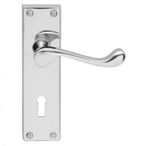 Carlisle Brass CBS54CP Victorian Scroll Lever On Backplate - Lock 57mm C/C (Contract Range) 155mm x 40mm Polished Chrome