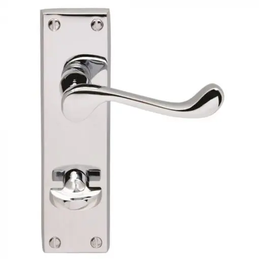 Carlisle Brass CBS54WCCP Victorian Scroll Lever On Backplate - Bathroom 57mm C/C (Contract Range) 155mm x 40mm Polished Chrome
