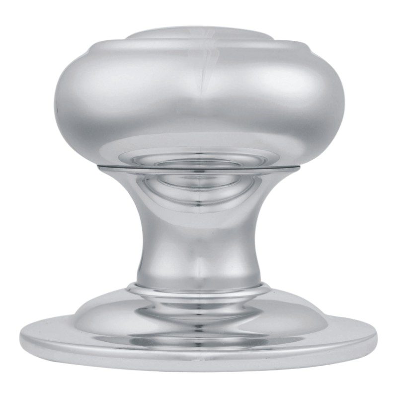 Verda Centre Door Knob - 86×70mm - Polished Satin Chrome