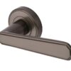 Heritage Brass Century Art Deco Style Door Handles On Round Rose, Matt Bronze (Sold In Pairs)