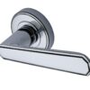 Heritage Brass Century Art Deco Style Door Handles On Round Rose, Polished Chrome (Sold In Pairs)