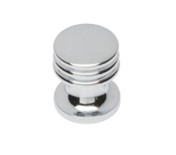 Fingertip Ringed Cupboard Knob, Polished Chrome