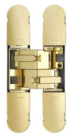 Eurospec CI001129OTT00 1129 Stars 3D Concealed Hinge 100 X 22mm Brass Plated-Pozi Screws Not Supplied 100mm x 22mm Brass Plated