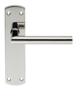 Eurospec Mitred Stainless Steel Door Handles On Backplates, Polished Stainless Steel (Sold In Pairs)