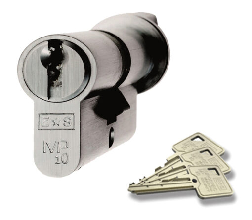 Eurospec Mp10 Euro Profile British Standard 10 Pin Cylinders And Turn, (Various Sizes) Satin Chrome