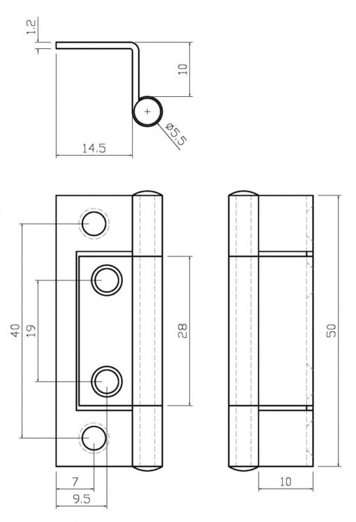 Cranked Hinge 9.5mm - Image 2