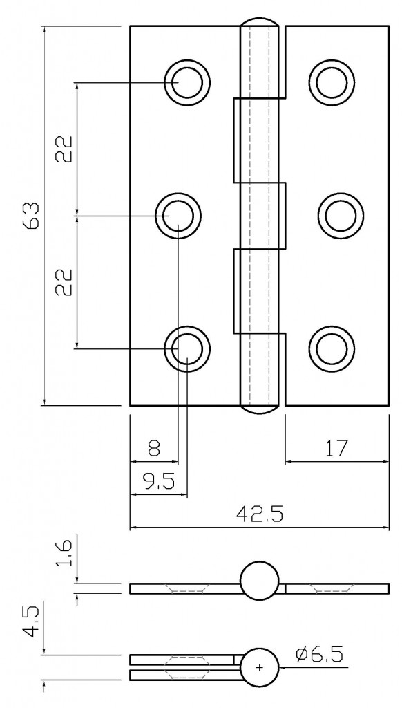 1863 Cranked Butt Hinge – 63mm