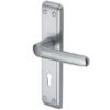 Heritage Brass Deco Door Handles On Backplate, Satin Chrome (Sold In Pairs)