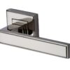 Heritage Brass Linear Polished Nickel Art Deco Style Door Handles On Square Rose (Sold In Pairs)