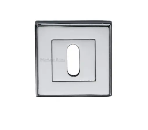 Heritage Brass Art Deco Standard Key Escutcheon, Polished Chrome