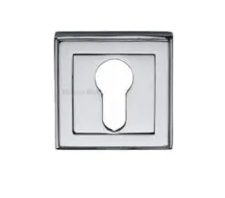 Heritage Brass Art Deco Euro Profile Key Escutcheon, Polished Chrome