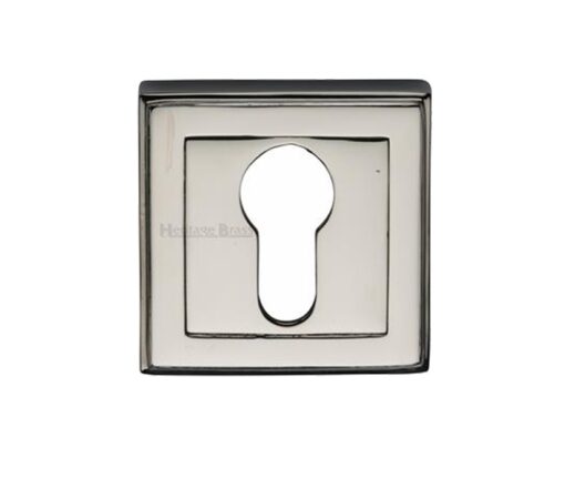 Heritage Brass Art Deco Euro Profile Key Escutcheon, Polished Nickel