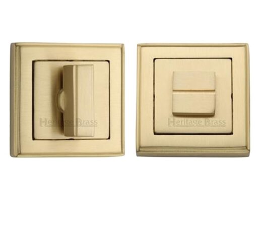 Heritage Brass Art Deco Square (54Mm X 54Mm) Turn & Release, Satin Brass