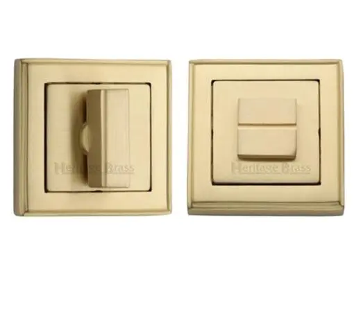 Heritage Brass Art Deco Square (54Mm X 54Mm) Turn & Release, Satin Brass